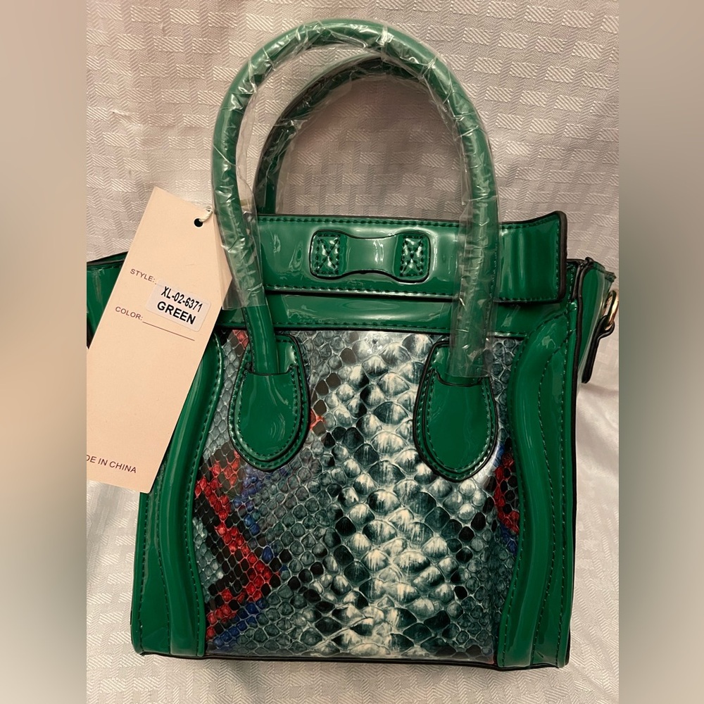Green snake print mini bag